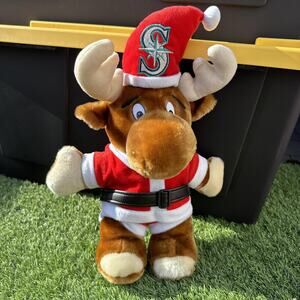 Seattle Mariners Plush Mascot Moose Doll Santa Suit MLB Baseball Christmas Toy 8